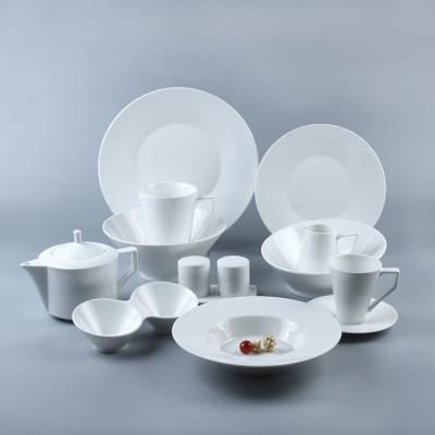 China YH Sustainable Series Popular Five Star Hotel Wholesale Tableware Round Ceramic White Dinnerware Set for sale