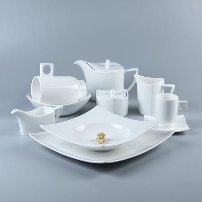 China YA-KD Series White Porcelain Ceramic Tableware Set Stocked Ware Hotel Dinner Set White Dinner Set For Party for sale