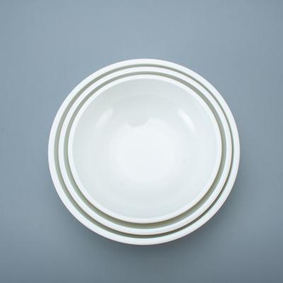 China Disposable Restaurant Simple Modern Style 7/8/10 Inch Round Plain White Rice Serving Ceramic Soup Bowls for sale