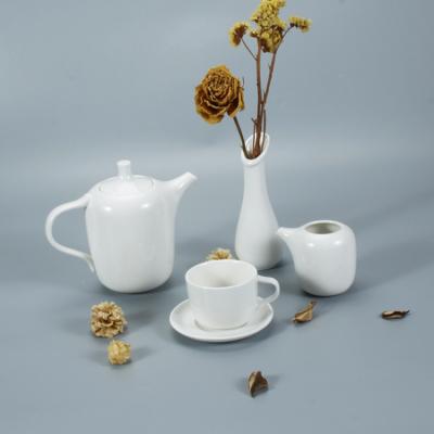 China Viable Wholesale Cheap White Home Office Cafe Price China Ceramic Teapot and Coffee Cup Sets for sale