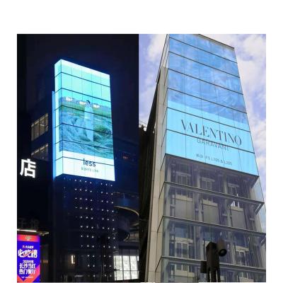 China Indoor super light weight transparent LED screen P3.91-7.81 for large scale glass curtain video display wall for sale