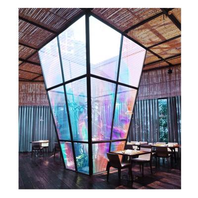 China Indoor Adhesive Transparent LED Film Screen For Advertising Large HD Video Glass Wall P8 P10 Ready In Stock for sale