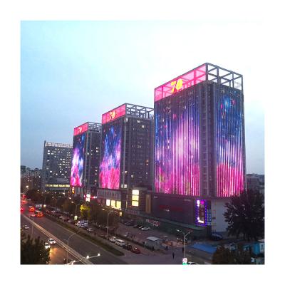 China Outdoor Indoor Led Foldable Led Mesh Screen Curtain Grid Screen Building Background Led Wall Led Spot Lights For Advertising for sale