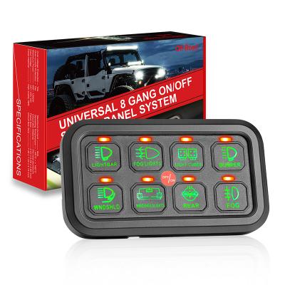 China Options Solid Flash Strobe Light Flash Model with Circuit Breakers White 8 Strip Green Backlit Car Marine Switch Panel for sale