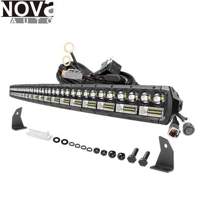 China Black Combo Panel 57 Inch 208W 4x4 4D Beam Double Row Curved Led Light Bar for sale