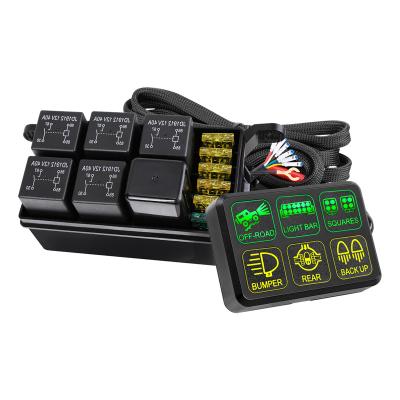 China Control 6 LED auxiliary lights or all-in-one electrical devices with label stickers 12V control harness and 12V switch green backlit led panel for sale