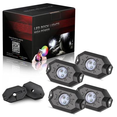 China 4Pods 12V LED Rock Light Kit Waterproof Working Off Road Truck RGB LED Aluminum Housing Lights for sale