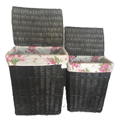 China Sustainable Wicker Weavn Handmade Laundry Baskets Storage Sundries With Lid for sale