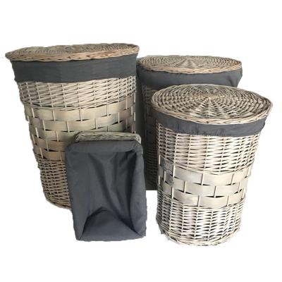 China American Style Wholesale Woven Wicker Laundry Basket With Lids Lining Handmade Sundries Clothes Bedroom Set4 for sale