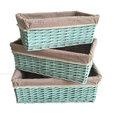 China Willow Storage Baskets Laundry Cabinet Traditional Wicker Cube Basket With Liner Cabinet for sale