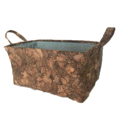 China Cork Folding Storage Basket Gift viable with handle for sundries toys bread for sale