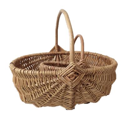 China Wholesale Willow Pick Baskets Flower Plant Potted Storage Wicker Basket Handle Christmas Gift for sale