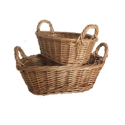 China Folk Art Christmas Gift Round Wicker Storage Baskets with Handle for Sundries Breadfruit for sale