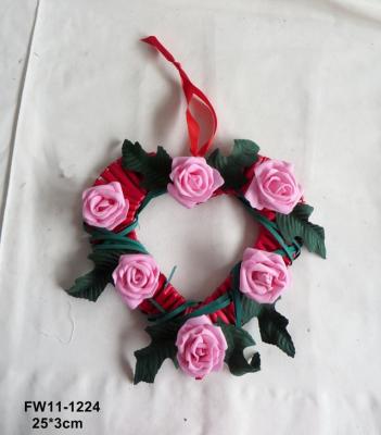 China Heart Shape Wreath Artificial Flowers Rustic Garland For Wedding Home Christmas Decoration for sale