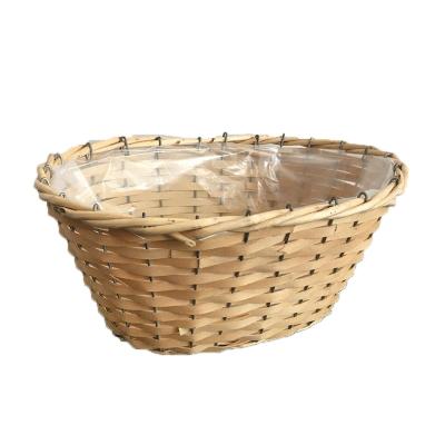 China Rustic Wicker Basket Oval Shape For Planting Green Plant Garden Succulent Flower Pot for sale