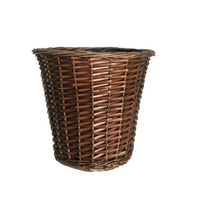 China Sustainable Flower Basket With Plastic Liner For Planting Round Flower Pots Wholesale for sale