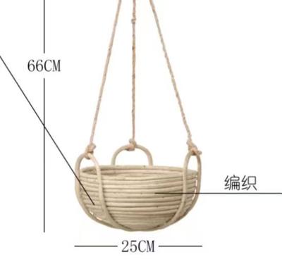 China American Green Style Rattan Woven Basket Flower Pot Basket Hanging Plastic Liner For Planting for sale