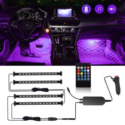 China Decoration Strips Car Led Atmosphere Lights Led Car Interior Light 7 Color With Remote Control for sale