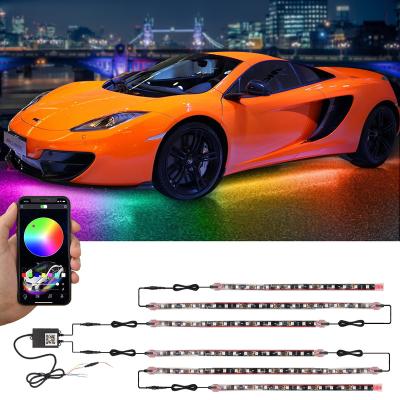 China Universal Automobile Flexible Lights RGB Color Car Underglow Remote Control LED Flooding Strip Light for sale