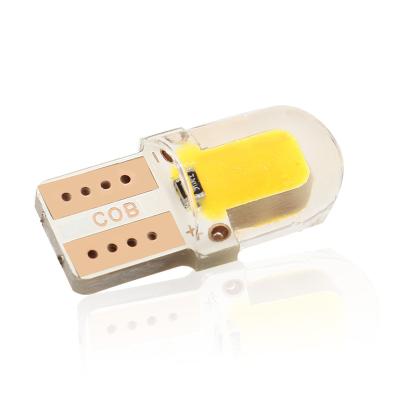 China 12v 24v silicone t10 cob led 12 SMD high power COB T10 LED 194 168 w5w t10 led license plate light side lamp bulb HY009 for sale