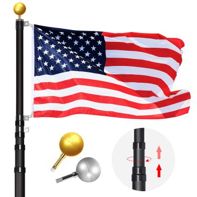 China 16ft, 20ft, 25ft, 30ft Telescopic Flagpole Telescoping Flag Pole with Gold Ball Flag and Waving Flag for sale