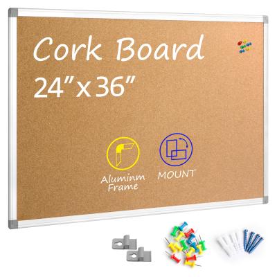 China Great for Cork Board / Home Bulletin Boards 24 x 36 inch Reinforced Frame Aluminum Bullet Board for sale