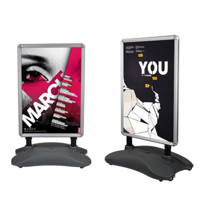 China Portable Wind Resistant Black A1 Poster Display Stand Water-base Stand Sidewalk Sign With Wheels for sale