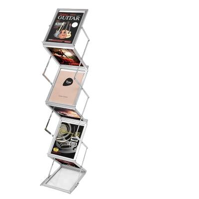 China Exbition display rack etc. Portable Zed Up Magazine Rack Foor Stand Metal Brochure Display for sale