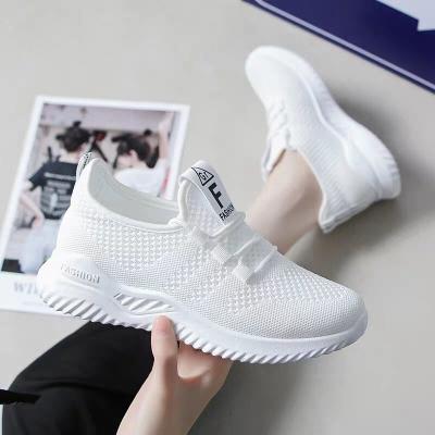 China Mesh Shoes White Shoes Running Shoes Breathable 2022 New Mesh Sneakers Female Student Women Woven Lightweight Flight for sale