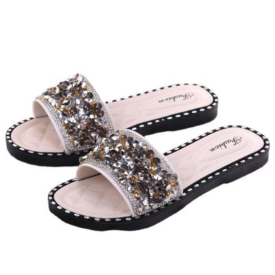 China Fashion open toe slippers 2022 summer women's sequins sandals women's summer slippers fashion sequins fashion trend for sale