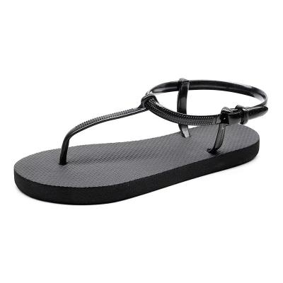 China Fashion trend summer solid color personality sandals and slippers women's non-slip casual flat flip-flops for women for sale