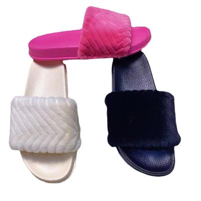 China Luxury PVC Sheep Suede Plush Cotton Slippers Fashionable And Comfortable Female Bedroom Leather Slippers for sale