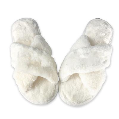 China Pink Velvet Winter Warm Fashion Trend PV Wool Warm Flat Slippers House Soft Women's Flat Slippers for sale