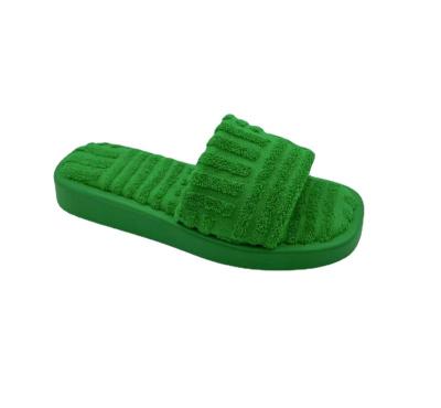 China Fashion Trend New Square Toe Thick Bottom Embossed Towel Embroidered Woolen Platform Women's Slippers for sale