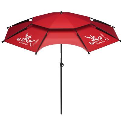 China Wind proof CWFU01 Wholesale 2.4m Thick  Double Layer Windproof Sunblock Fishing Folding Umbrella Carp Fishing Shelter Brolly Umbrella for sale