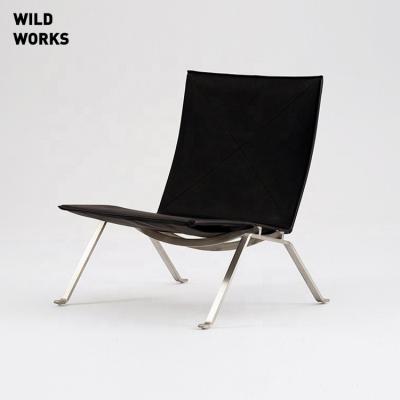 China Vintage Adjustable Wild Medieval Leather Bauhaus Leather Modern Design Vintage Leisure Stainless Steel PK22 Single Chair (Other) Works In Pool Sofa for sale