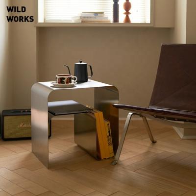 China (Others) Wild Works Adjustable Stainless Steel Bedside Table Antique Minimalist Side Some Locker Coffee Table Vintage One-Piece Casting Bauhaus for sale