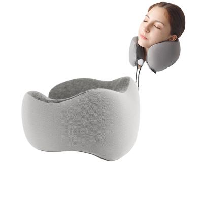 China Latest Removable Airplane Fabric Memory Displacement Foam U Shape Neck Pillow Travel Neck Pillow For Car Office for sale