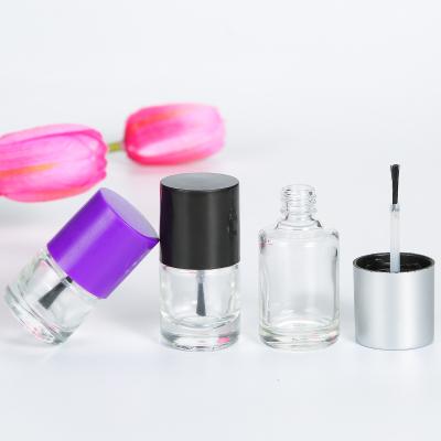 China Personal Care 5ML Empty Custom Cosmetic Gel Nail Polish Bottles Glass Package With Brush Caps for sale