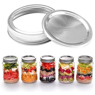 China Non Spill 70mm Inch 2.8/3.4 Inch Regular Width Silver 86mm Screw Cap Bulk Mouth And Band Canning Lids For Mason Jar for sale