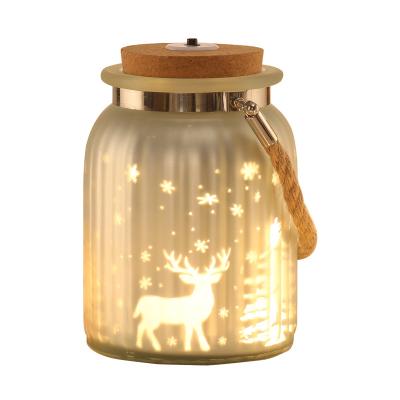 China Solar Room Lanterns LED Mason Jar Light Hanging Glass Garden Decor Outdoor Lights Warm Nordic Table Decor Fairy Lights Deer Lamp for sale