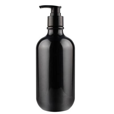 China Consumer Electronics High Quality Plastic Gloss Black 500ml Lotion Hand Wash Bottle With Pump Spray For Shampoo And Body Wash Bottles for sale