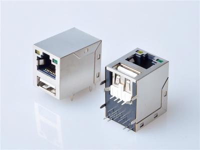 China Industrial RJ45 jacks with Integrated Magnetics, USB+RJ45，1000BASE  ，HULYN for sale