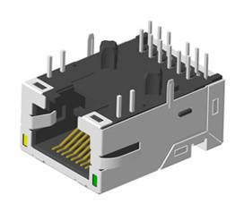 China RJ45 Jack 10G with transformer with light and shield, TAB-DOWN L=23.8mm for sale