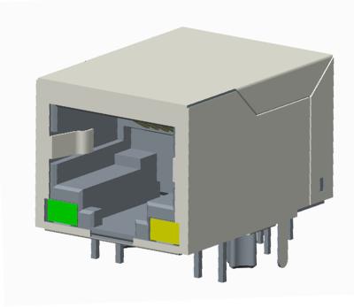 China Single Port Tab Up UPOE Rj45 Poe Magjack 1000Base T 90 ° Right Angle  L=21.3 for sale