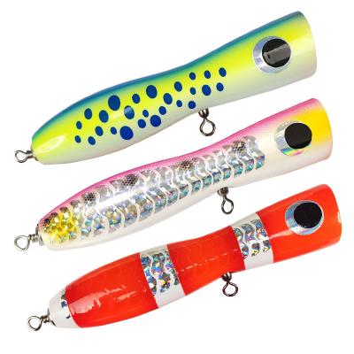 China Lure 100g 20cm Hard Wodden Snap Bait Fishing Wood Tuna Bait 100g 20cm Topwater Lure GT Snap Trolling Boat for sale