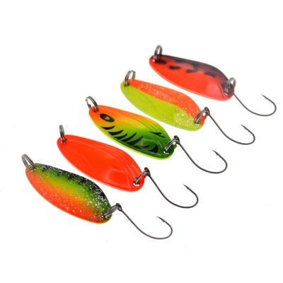 China 4.5g Metal Metal Spoons Colorful Copper Artificial Hard Single Hook Bait Spinner Spoon Trout Fishing Lure for sale