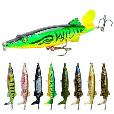 China Propeller Fishing Tractor 16g Water Pencil Lures 130mm Snap Top Hard Bait Floating Artificial Bait 6# for sale