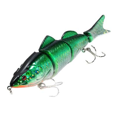 China Vivid Action Swimming Minnow Lure LHB016 130mm 30g Multi-Joined Section Hard Baits Fishing Wobblers Artificial Hard Black Minnow Fishing Lure for sale