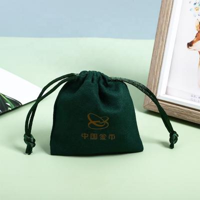 China Custom Logo Soft Velvet Suede Drawstring Tote Bag Jewelry Pouch Recyclable for sale